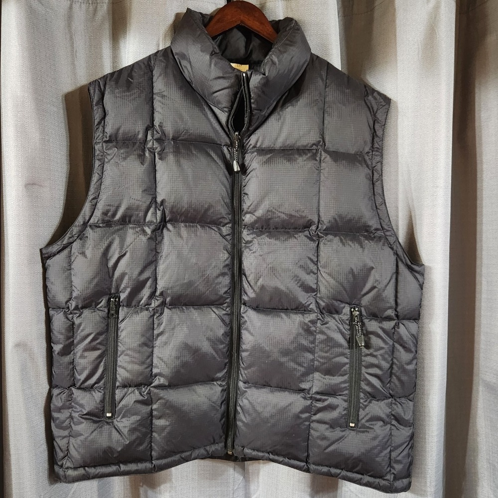 Gap Black Down Puffer Vest Ripstop Quilted Full Zip Mens size XL Utility